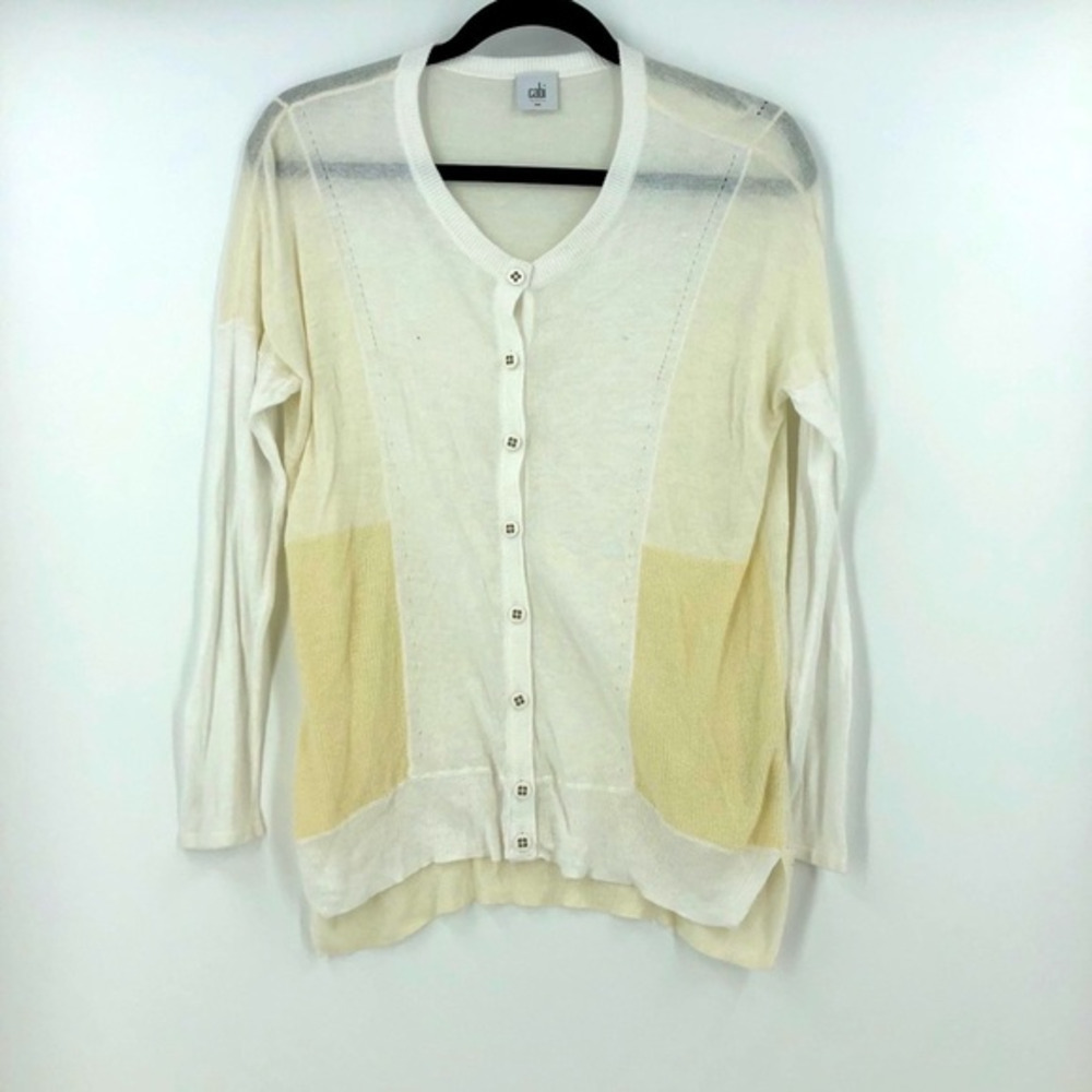 Cabi #5009 Blanca cardigan Cream White button sz S